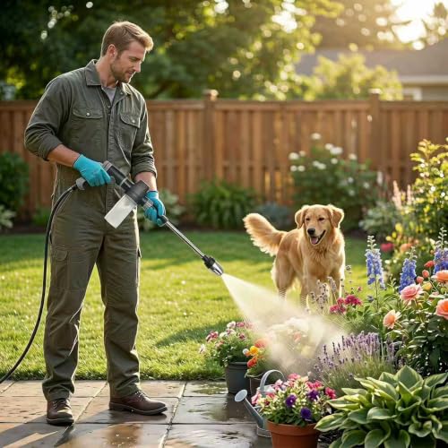 High Pressure Hose Nozzle with 4 Spray Modes, Adjustable Water Spray Gun