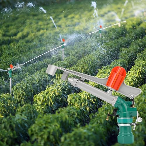 VIHOSE 1-1/2 '' Agriculture Irrigation Sprinkler Large Area Farm Gun | Irrigation Sprinkler, Aluminum, 360° Rotating Impact, Agricultural Cannon Watering Spray, for Garden Farm Lawn Diameter - size: 1-1/2 Inch