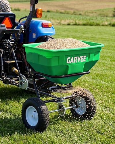 125 LBS Heavy Duty Tow Behind Broadcast Spreader, 9.8ft Spreading Width - size: 125LBS