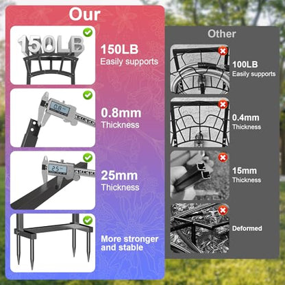 Garden Hose Holder Freestanding, Outdoor Heavy Duty Water Hose Holder Reel with 4 Spikes Holds 150-ft Water Pipe, Detachable Metal Hose Storage Stand Hanger Rack for Outside Yard Lawn Farm, Black - color: Matte Black