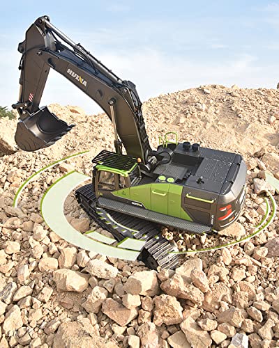 Gemini&Genius Alloy Excavator Model Construction Digger Engineering Vehicle - color: Green