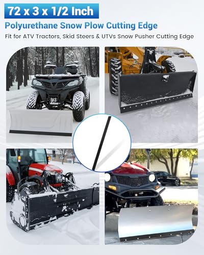 72 x 3 x 1/2 Inch Polyurethane Snow Plow Cutting Edge - color: 72x3 x1/2 Inch