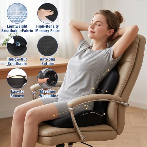 Car Seat Cushion Office Chair Cushion with Lumbar Support Pillow - color: Black