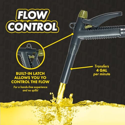 Automatic Fuel Transfer Pump, Compatible with Milwaukee M18 and Dewalt DCB 18-20V Batteries, Fast Transfer 4 GPM from Gas Cans for Gasoline, Diesel, Kerosene, Water - style: Flow Control Nozzle