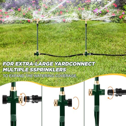 2 PCS 3-Arm Garden Sprinkler, Lawn Sprinkler with Adjustable Base - style: 2 Pack 3-arm sprinklers