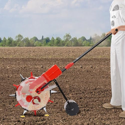 Garden Seeder, Metal Precision Garden Seeder Seeder Walk-Behind Row Crop Planter, Manual Seeder Machine Row Planter Corn Planter Seeder 6 Nozzles, 10.24 inches Spacing - color: Red 6 Nozzles, 10.24 inches Spacing