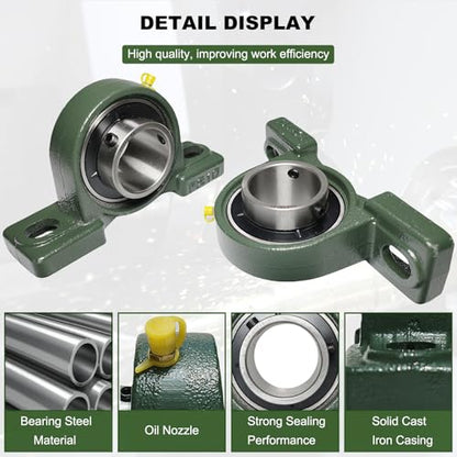 2 Pack UCP210-32 Pillow Block Mounted Ball Bearing - 2" Bore - Solid Cast Iron Base - Self Aligning - style: UCP210-32