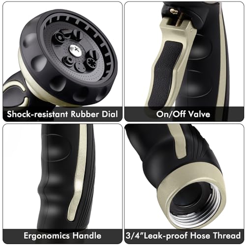 RESTMO Hose Nozzle with Easy Self-Lock Trigger, Heavy Duty Water Sprayer - color: Bronze