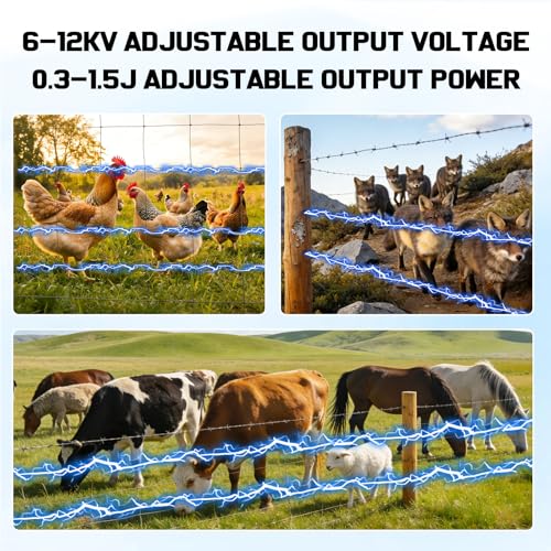 6-12KV Adjustable Output 30 Miles 1.5J Solar Electric Fence Charger - color: Gray