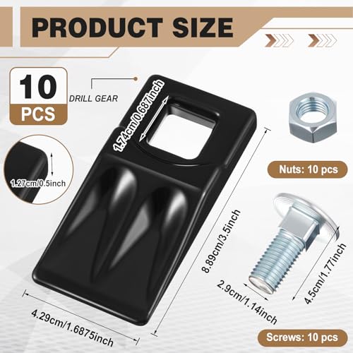 Hicarer 10 Pack Square Hole Replacement Auger Teeth with Hardware, High Hardness Carbon Steel Auger Post Hole Digger Tooth for Woodworking Construction and DIY Tools