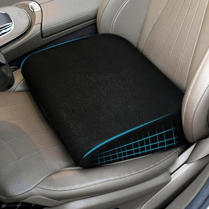 HOMBYS High Density Foam Car Seat Cushions for Short People,Car Booster Seat for Short Drivers,Ultra Thick Adult Booster Seat for Car Driving,Wedge Seat Cushion 6" Thickness,Black Mesh Cover - size: 17"x14"x3.5"
