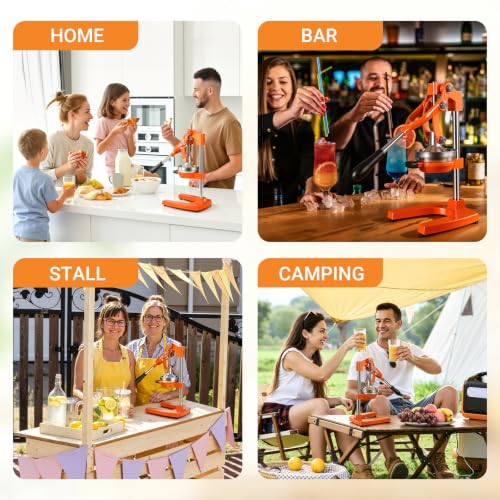 Orange Cast Iron Juicer for Bartenders & Health Enthusiasts - color: orange