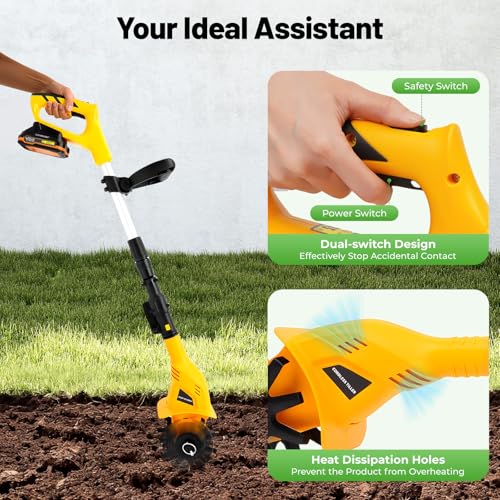 20V Cordless Electric Tiller Cultivator, 3.94" Working Width - size: 20V, 2 Blades