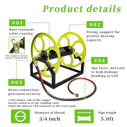 400FT Wall/Floor Mount Garden Hose Reel with Crank, for 5/8",