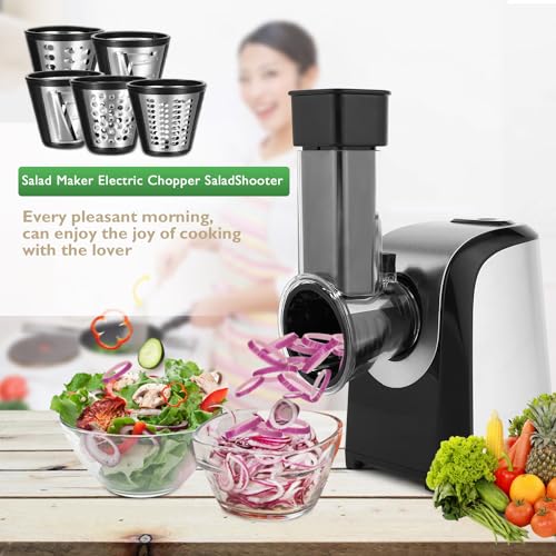 Electric Cheese Grater 5-in-1, 150W Salad Maker & Slicer Shredder - size: 150W