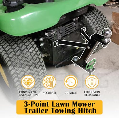 Lawn Mower Trailer Hitch with Chrome Trailer Hitch Ball, 2,000 lbs