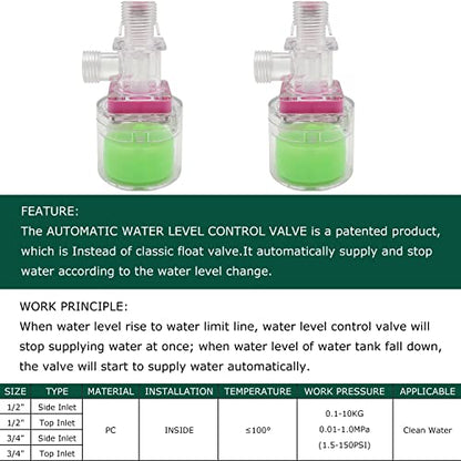Transparency Water Float Valve, Water Level Control Water Tank Traditional Float Valve Upgrade (3/4“ UP) - size: 3/4“ UP