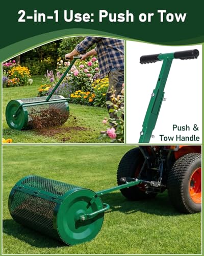 Outvita Compost Spreader, 30'' Wide, 5 Heights Adjustable, Green - color: Green, size: 30 in