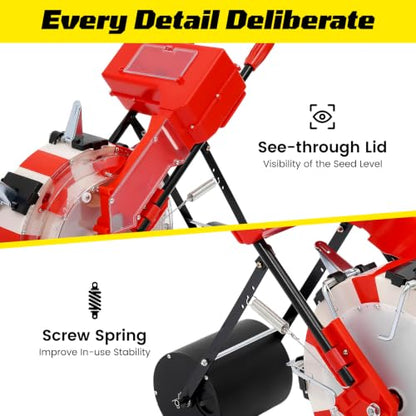 Walk-Behind Row Crop Planter, Hand-Push Garden Seeder with 7 Seed Nozzles - size: 7 Nozzles