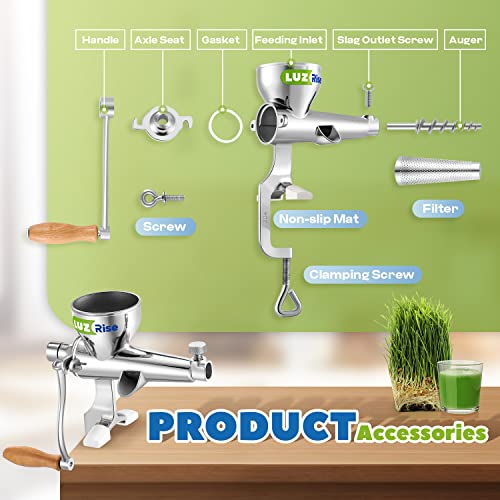 Manual Wheatgrass Juicer & Fruit Press, 304 Stainless Steel