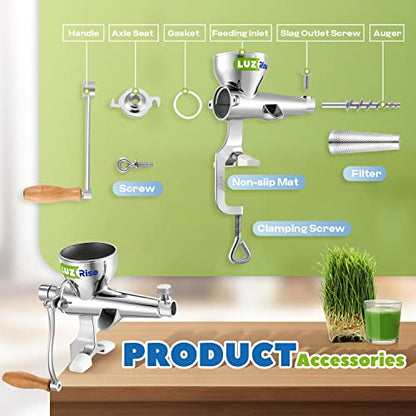 Manual Wheatgrass Juicer & Fruit Press, 304 Stainless Steel