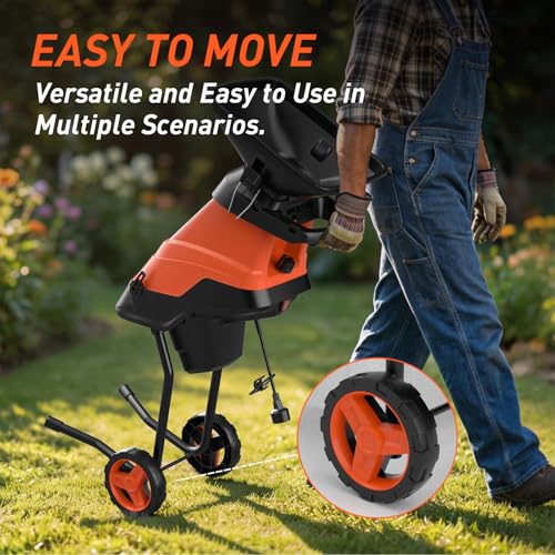 MAXLANDER 15-Amp Electric Wood Chipper Shredder, 1.75" Cutting Capacity - color: Dark orange
