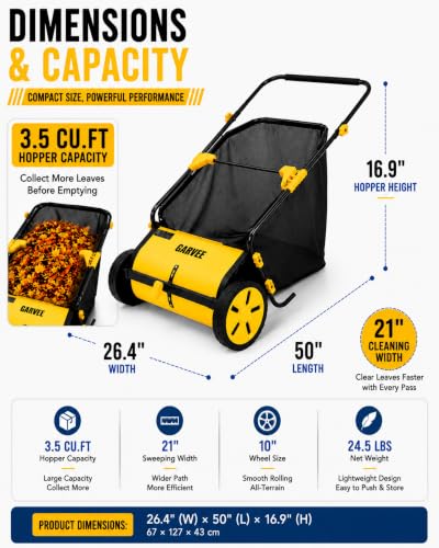 21 Inch Push Lawn Sweeper with 3.5 Cu. Ft. Large Mesh Collection Bag - size: 21 inch