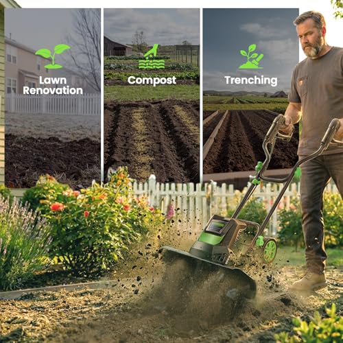 Etoolab Electric Tiller for Gardening, 15-Amp 1800W Corded Rototiller