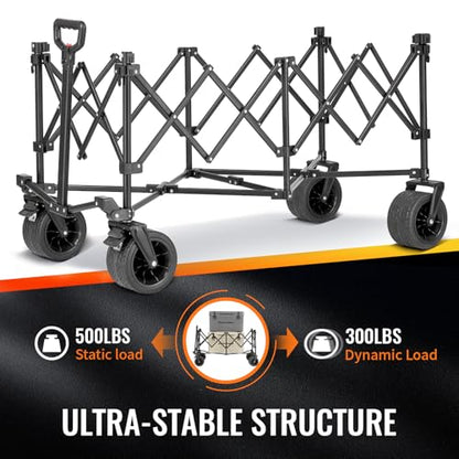 EchoSmile Wagons Carts Foldable Heavy Duty with 500Lbs Wt, 300L Cap, Black - color: Black