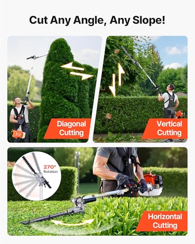VEVOR Gas Hedge Trimmer 2 Cycle 63 cc 5-in-1 Gas Power Handheld Cutter - size: 63cc