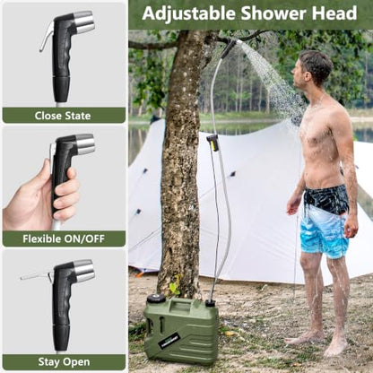 SPACEREST Portable Camping Shower with 5-Gallon Water Jug, 2 Batteries