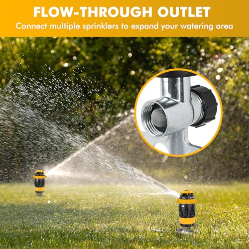 RESTMO Gear Drive Sprinkler with Metal T-Spike Base,Yellow - color: Yellow, size: 1 Pack