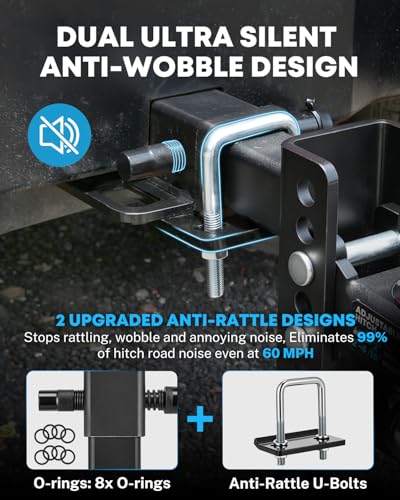 Kohree 6" Adjustable Trailer Hitch for 2-Inch Receiver, Anti-Rattle Clamp