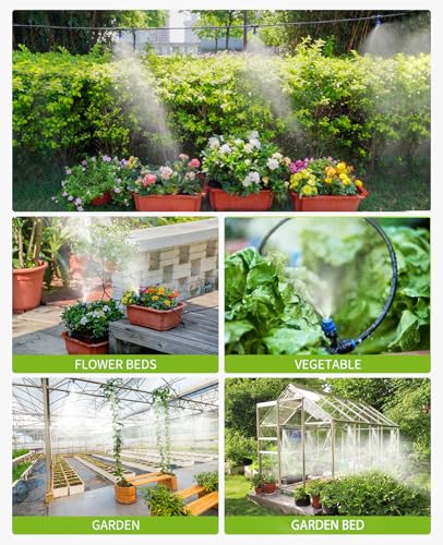 HIRALIY 59FT Drip Irrigation Kit, Quick-Connect Garden Watering System - size: 59 feet