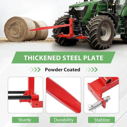 Suitable for 3-Point Hay Bale Spear with 3000 LB Capacity - Cat 1 Tractor Receiver Hitch & Gooseneck Ball