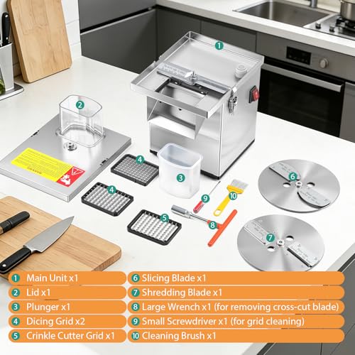 Newhai 4-in-1 Commercial Veggie Processor, Slicer Dicer Shredder 330lb/h