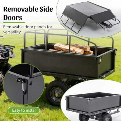 Heavy Duty Steel Garden Cart with Removable Mesh Sides, Utility Metal Wagon Cart with 2-in-1 Handle for Garden, Farm, Yard (600lbs+Black) - color: 600lbs+black