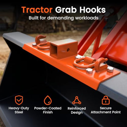Tractor Bucket Grab Hooks Compact Compatible with Kubota Tractor - color: Orange