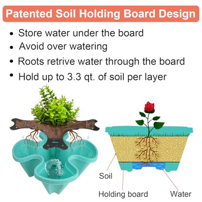 DUNCHATY Stackable Vertical Garden Planter with Wheels, 5 Tier Herb Planter Pots for Growing Vegetables and Succulents, Teal - color: Teal, size: 5Tier-1 Pack