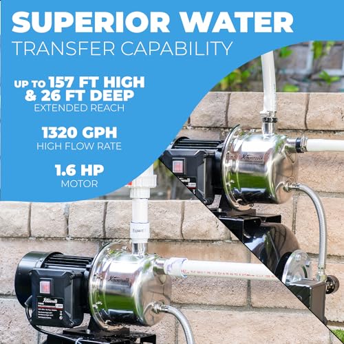 XtremepowerUS 1.6HP Shallow Well Pump with Pressure Tank, 1320GPH, 115V, Pressure Switch, Automatic Water Booster Jet Pump for Home, Garden, Lawn - size: 1.6 HP with Pressure Tank (Black)