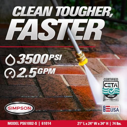 Simpson PowerShot 3500 PSI Gas Pressure Washer, 2.5 GPM, Honda GX200 Engine - style: 3500 PSI