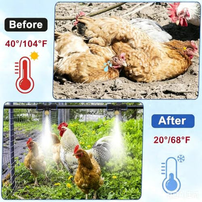 59ft Misters for Outside Patio, Pre-Assembled Chicken Cooling System