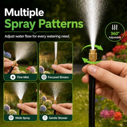 Bonviee 240FT Drip Irrigation System with Adjustable Nozzles - size: 240ft