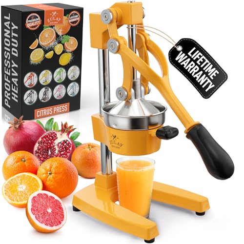 Zulay Kitchen Cast Iron Juicer - Heavy Duty Orange Juicer with Detachable Strainers for Easy Cleaning, Citrus Press for Citrus Fruits, Perfect for Bartenders, Juice Lovers & Health Enthusiasts - color: Golden Ember, size: Original