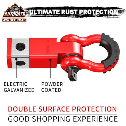 AUTOBOTS Tow Hitch Receiver 2" Shackle Hitch Receiver Red- Red - color: RED-RED