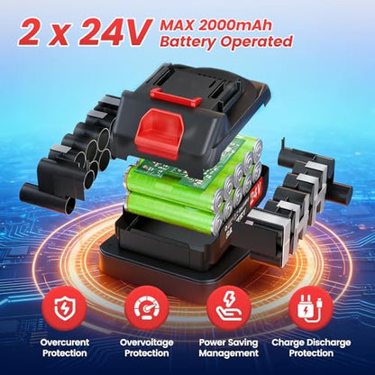 ALSO GO 24V Electric Weed Wacker with Wheels, Grass Trimmer Cordless - color: Bright Red