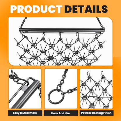 ECOTRIC Drag Chain Harrow 4'W x 4'L Compatible with UTV Lawn Garden Tractor