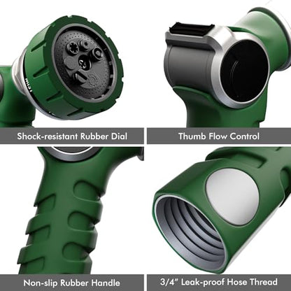 RESTMO Heavy Duty Hose Nozzle, Metal Garden Water Hose Sprayer - color: Green