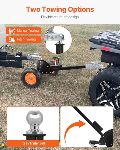 VEVOR Trailer Dolly, 1500lbs Tongue Weight Capacity, 2 in 1 Trailer Mover with 2 in Ball, 16 in Pneumatic Tires and Universal Wheel, Portable Tow Dolly for Moving Car RV Trailers