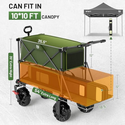 TIMBER RIDGE Push & Pull Double Decker Wagon, 400L Capacity & 450lb Load - color: Green, size: With Push Handle